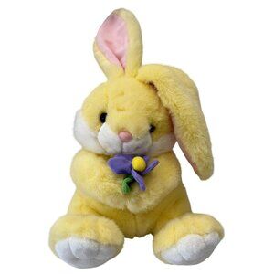 Chosun Intl Yellow Plush Bunny Rabbit Purple Flower 9" Easter Spring Ages 3+